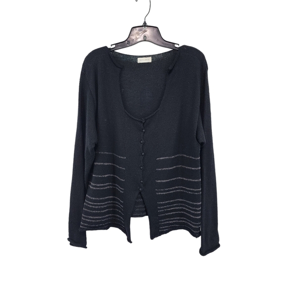 Krista Larson Women's Knitted Stripes Button Front Cardigan Sweater - - Picture 1 of 8
